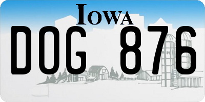 IA license plate DOG876