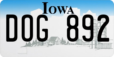 IA license plate DOG892