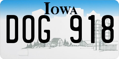 IA license plate DOG918
