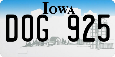 IA license plate DOG925