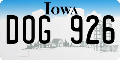 IA license plate DOG926