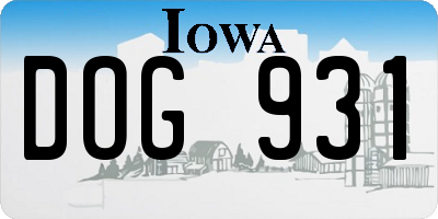 IA license plate DOG931