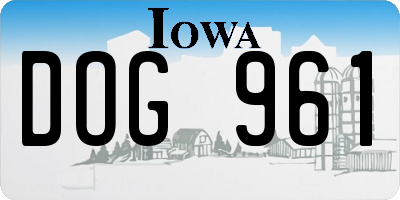 IA license plate DOG961