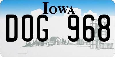 IA license plate DOG968