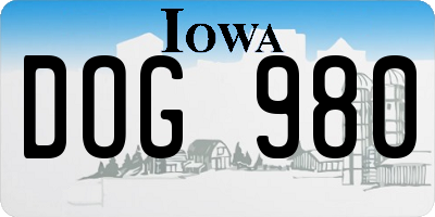 IA license plate DOG980