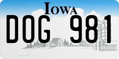 IA license plate DOG981