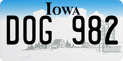 IA license plate DOG982