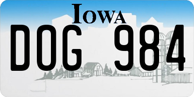 IA license plate DOG984