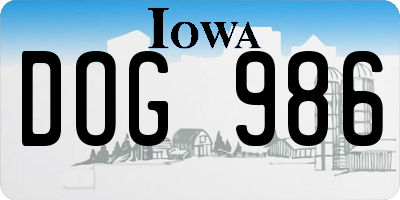 IA license plate DOG986