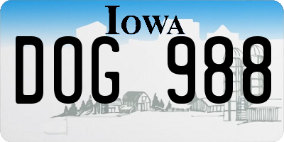 IA license plate DOG988