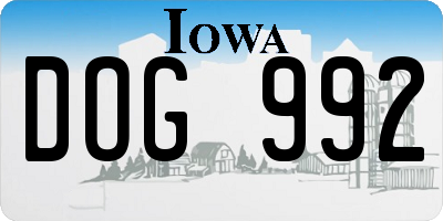 IA license plate DOG992