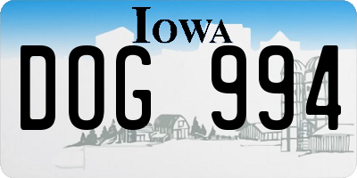 IA license plate DOG994