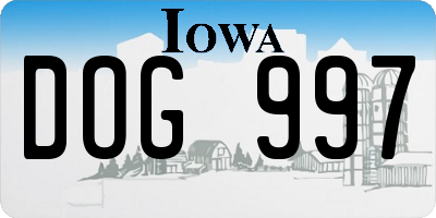 IA license plate DOG997
