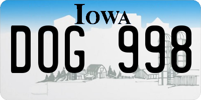 IA license plate DOG998
