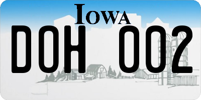 IA license plate DOH002