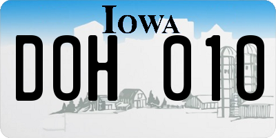 IA license plate DOH010