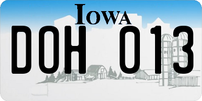 IA license plate DOH013