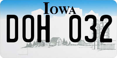 IA license plate DOH032