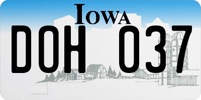 IA license plate DOH037