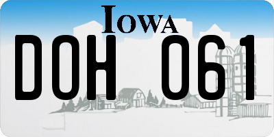 IA license plate DOH061