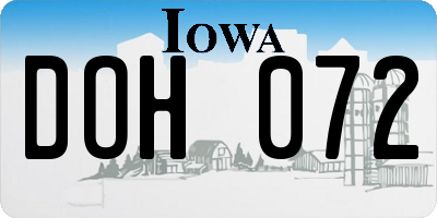 IA license plate DOH072