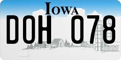 IA license plate DOH078