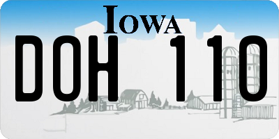IA license plate DOH110