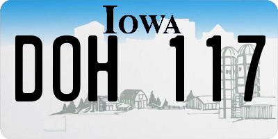 IA license plate DOH117