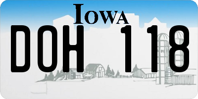 IA license plate DOH118