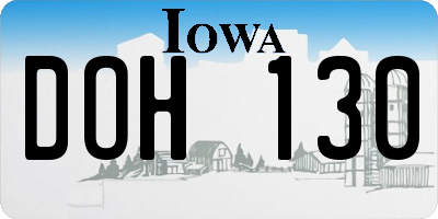 IA license plate DOH130