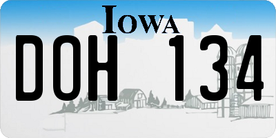 IA license plate DOH134