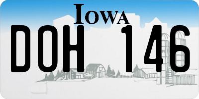 IA license plate DOH146