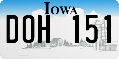 IA license plate DOH151