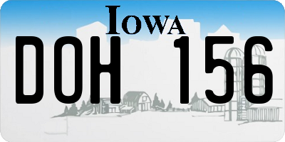 IA license plate DOH156