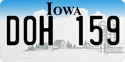 IA license plate DOH159