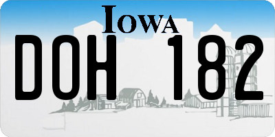 IA license plate DOH182