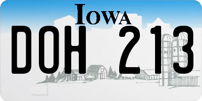 IA license plate DOH213
