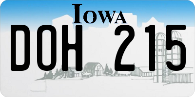 IA license plate DOH215