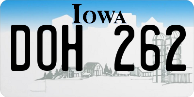 IA license plate DOH262
