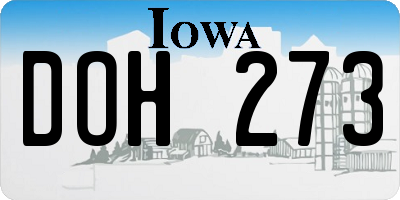 IA license plate DOH273