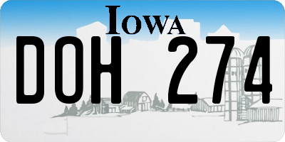 IA license plate DOH274