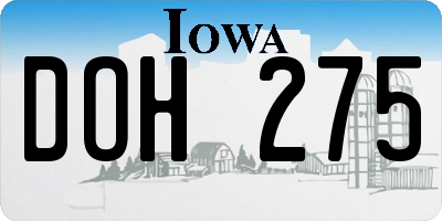 IA license plate DOH275