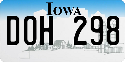 IA license plate DOH298