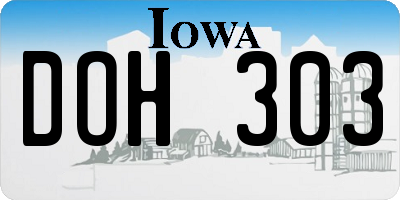 IA license plate DOH303
