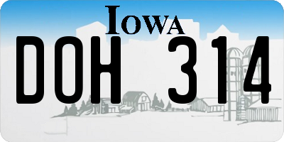 IA license plate DOH314