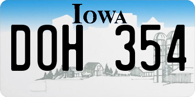 IA license plate DOH354