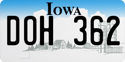 IA license plate DOH362