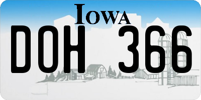 IA license plate DOH366
