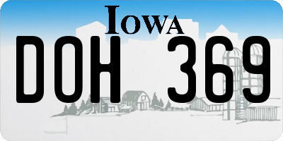 IA license plate DOH369