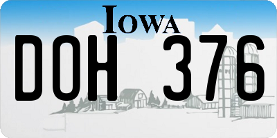 IA license plate DOH376